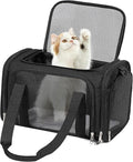 Discala Cat Dog Carrier Up to 15 Lbs TSA Airline Approved Pet Carrier for Small Medium Cats Puppies Dog Carriers for Small Dogs Collapsible Soft Sided Cat Travel Carrier - Black 15.7"x10.2"x10.2"