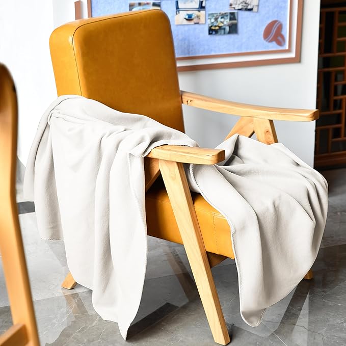 Fleece Throw Blankets Bulk Fleece Blankets Solid Wholesale Lightweight Warm Soft for Pet Bed Sofa Couch Office Wedding Gifts Travel Seasons White 50x60 Inches Pack of 6