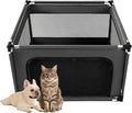 EHEYCIGA 42x42x26 Inches Puppy Playpen Without Top Cover for Dogs & Cats Indoor or Outdoor - Dog Playpen with Door, Dog Fence for Small Animal with Heavy-Duty Oxford & Steel Frame, Dark Grey