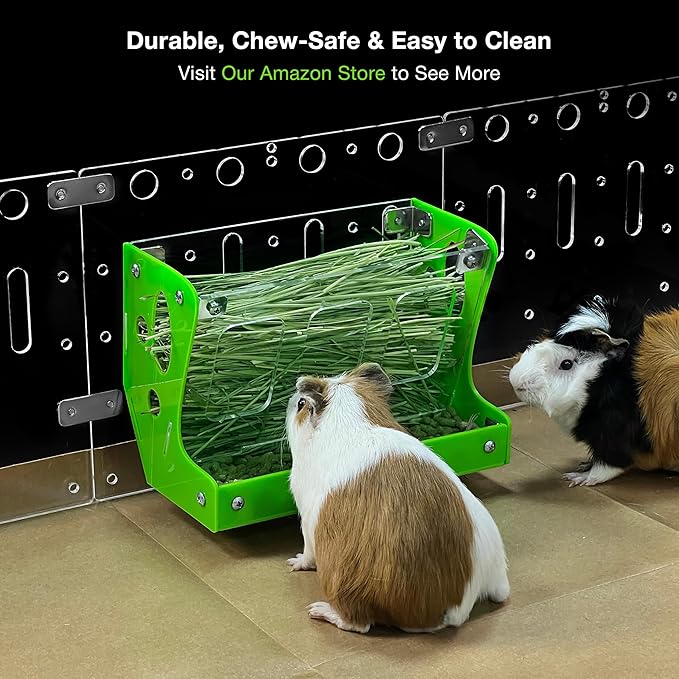 GuineaLoft™ Custom 2-in-1 Hay & Food Feeder - Multiple Colors Options for Guinea Pigs, Rabbits, and Chinchillas – No- Waste Hay Rack with Dual-Compartment Bowl, Easy Cage Mount, Space-Saving Design