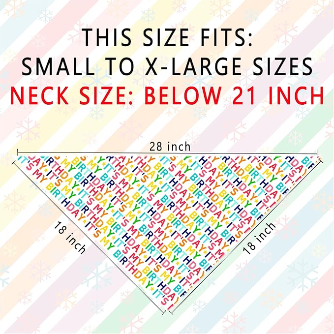 Birthday Dog Bandanas 1 Pack, Colorful HBD Dog Scarfs for Boy and Girl, Pet Scarves for Boy and Girl Bandanas for Small Medium Large Dogs (It's My Birthday, One Size)
