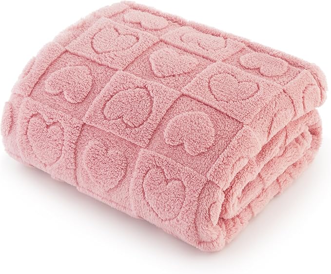 Bedsure Dog Blanket for Large Dogs Washable - Fluffy Fuzzy Puppy Cat Blanket with Premium 300GSM Coral Fleece Soft for Pet Kitten Doggy, Pink, 40x50IN