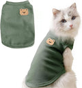 Waffle Knit Cat & Dog T Shirt for Small Dogs, Stretchable Puppy Shirt for Sphynx Cats & Small Breeds, Pet Clothes | Breathable Summer/Winter Apparel for Newborn(Green XLarge)