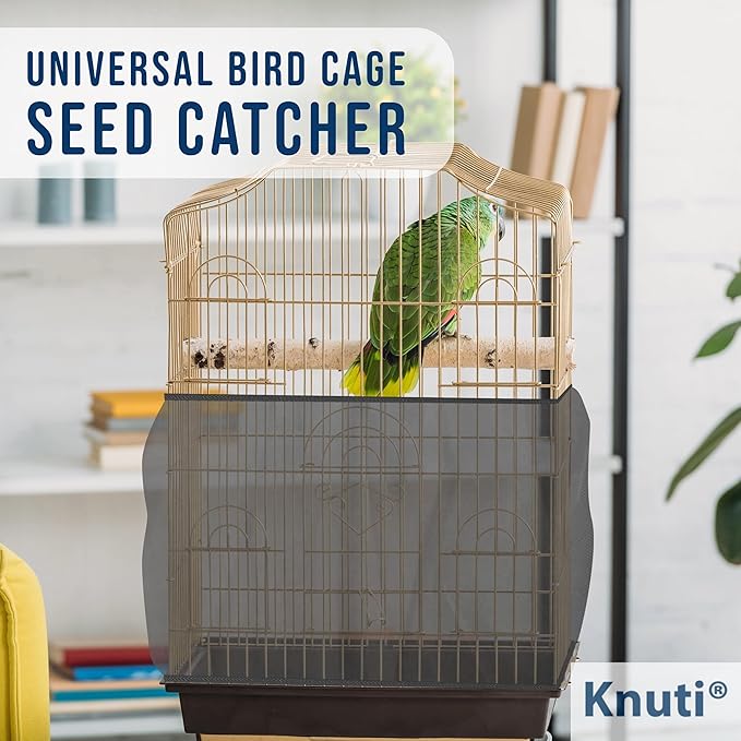 Universal Bird Cage Seed Catcher Universal Mesh Skirt Cover Stretchy Small Animal Cages Cover Pet Removable Durable Protector (Black, Extra Small)