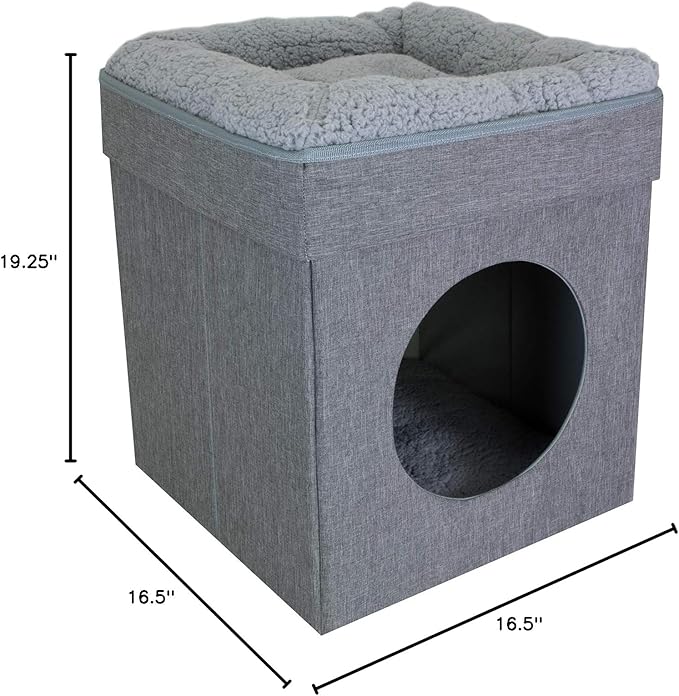 Kitty City Indoor Cat Cube Furniture, Gray Cube