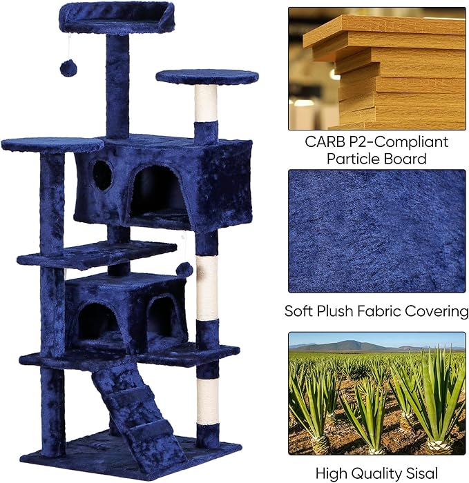 Nova Microdermabrasion 54 in Cat Tree Tower for Indoor Cats Multi-Level Cat Condo Cat Bed Furniture with Scratching Post Kittens Activity Center