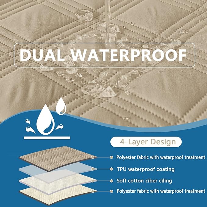 hyha Waterproof Dog Blanket, Reversible Pet Bed Blanket, Soft Sofa Couch Cover for Dogs Washable, Waterproof Pet Couch Covers for Sofa Puppy Cats Furniture Protector(82"x102", Taupe/Beige)