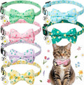 Hsei 6 Pcs Spring Cat Collars Bulk with Bow Tie Bell Breakaway Flowers Floral Daisy Kitten Adjustable Safety Bowtie Cute Collars for Small Dogs Pet Holiday Party Favors Gifts