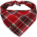 Lionet Paws Christmas Dog Bandana Washable Cotton Handkerchief Scarf Triangle Red Plaid Dog Bandanas for Medium Large Dogs Girl Boy