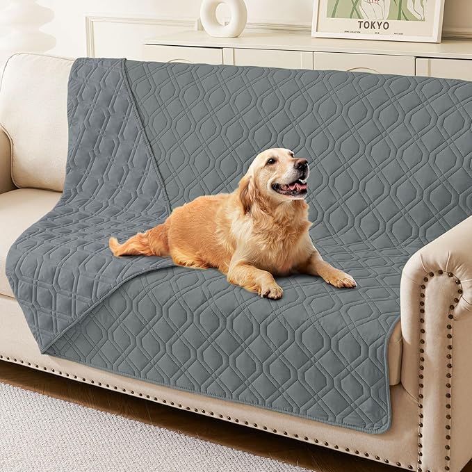 hyha Waterproof Dog Bed Blanket, Soft Pet Blankets, Waterproof Couch Cover for Dogs, Reversible Sofa Covers Washable for Furniture (52x82 Inch, Dark Grey/Dark Grey)