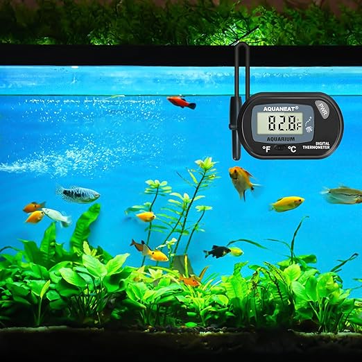 AQUANEAT 2 Pack Aquarium Thermometer, Fish Tank Thermometer, Digital Temperature Test, with Large LCD Display