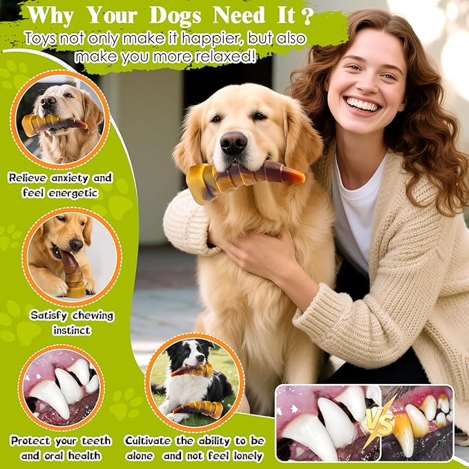 Dog Chew Toys for Aggressive Chewers, 2 Pack Indestructible Dog Toys for Large Dogs, Super Chewer Pet Toy for Large Medium Small Breed