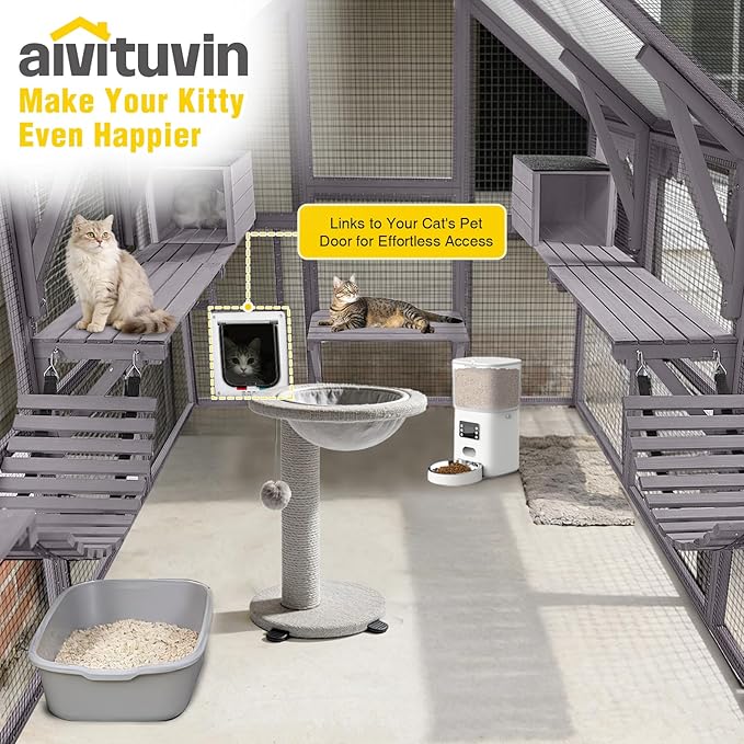 Aivituvin Extra Large Catio Outdoor Cat Enclosure Window Design for 10-20 Cats, 74"H Walk-In Patio Cat House with 4 Access Doors, Waterproof Roof, Spacious Kitty Cage for Multiple Indoor Outdoor Cats