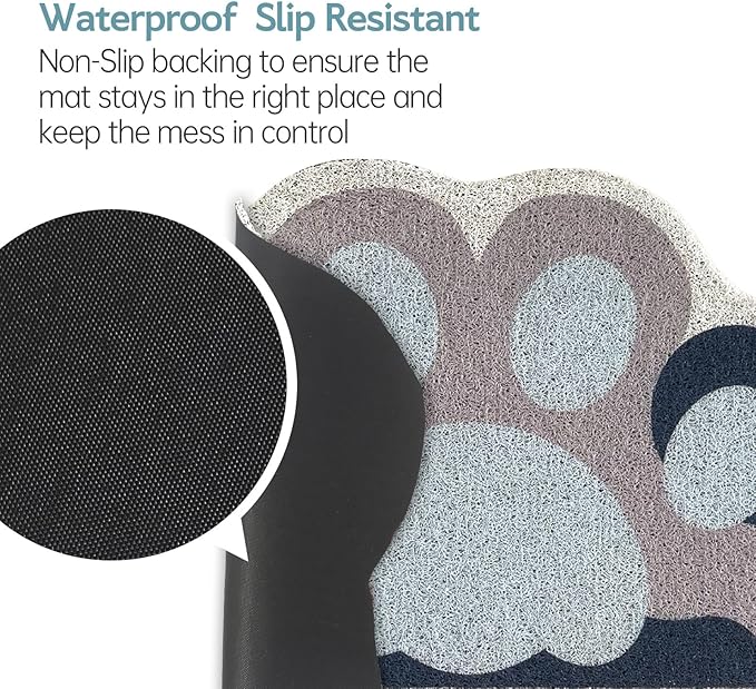Cute Cat Litter Mat 24”x16”, Litter Box Mat, Litter Trapping Mat, Soft on Kitty Paws, Easy Clean, Anti Slip, Pet Accessories, Door Floor mats - Blue Grey60*40