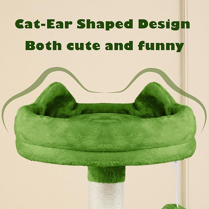 Yaheetech 62.5inches Cat Tree Cat Tower Kitten Condo with Platform & Hammock, Scratching Posts for Kittens Pet Play House with Plush Perch for Indoor Activity Relaxing, Green