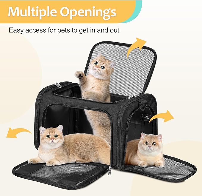 Discala Cat Dog Carrier Pet Carrier for Small Medium Cats Puppies Dog Carriers for Small Dogs Collapsible Soft Sided Cat Travel Carrier - Black 21 * 13 * 13