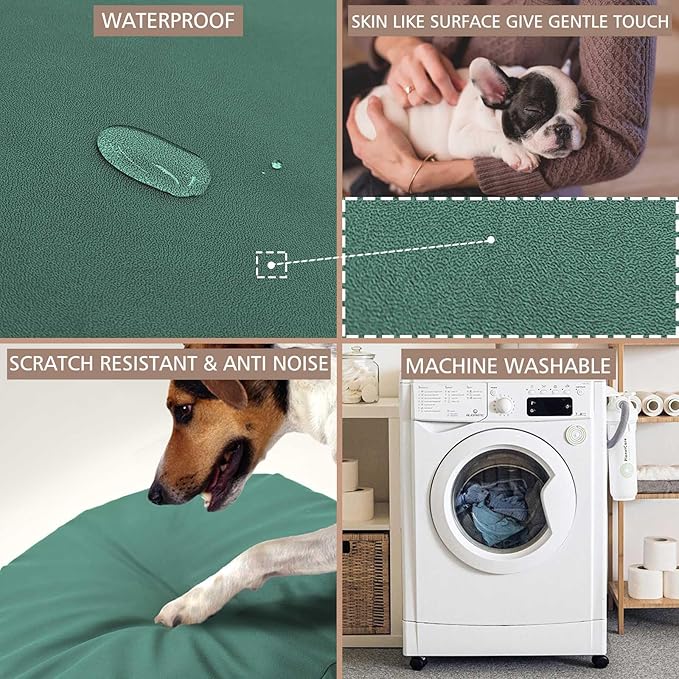 Dog Bed Cover Waterproof Replacement Machine Washable Covers for Dog Bed Heavy Duty Scratch Resistant Mattress Protector Pet Bed 54x44 Inch Dark Green Cover Only