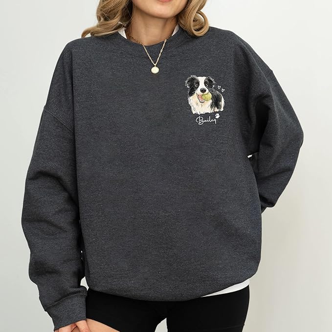 Custom Pet Sweatshirts with Photo and Name, Personalized Dog Sweatshirt, Gifts for Dog Mom, Dad