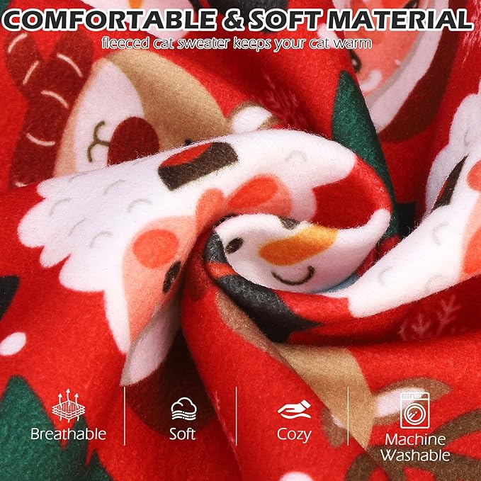 EXPAWLORER Cat Christmas Sweater - Sweaters for Cats Only Soft Warm Pet Clothes, Fall and Winter Xmas Coat Pullover Design, Fleece Sweatshirt Clothing Also for Puppy Small Dogs, Large