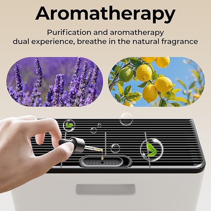 Air Purifiers for Home Large Room up to 2200sq.ft with Washable Filters, EVALIT Air Purifiers for Bedroom with Fragrance, PM 2.5 Display Air Quality Sensor for Smoke Dust Odors, White, 1Pack+3Modes
