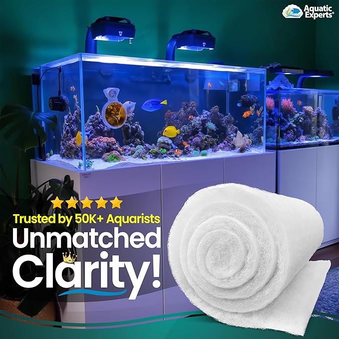 Aquatic Experts Aquarium Filter Floss for Fish Tank Filters - FilterFirst Aquarium Filter Pad - Media Roll for Crystal Clear Water, 3/4" - 1" Thick (18 Inch Wide, 24 Feet Long)