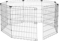 Amazon Basics Foldable Octagonal Metal Exercise Dog Playpen - Indoor/Ou, , Blacktdoor, No Door, Small (8 Panels, 24 x 30), Easy to assemble, store, and customize, 30" - Small, Black