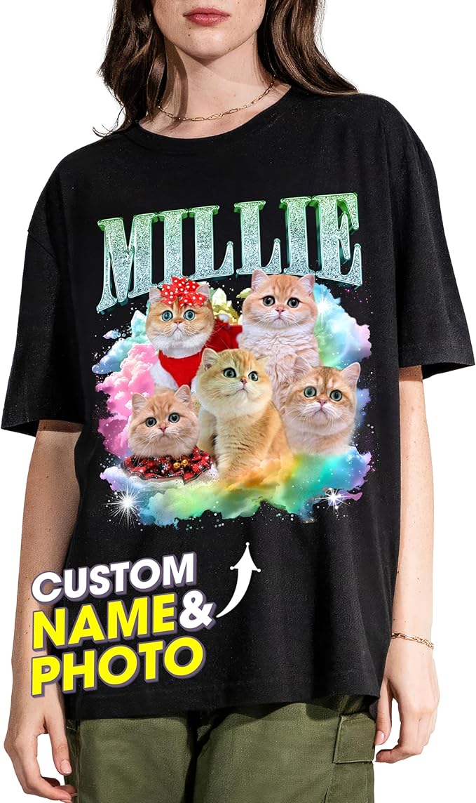 JIX & JOKY Custom Your Own Bootleg Rap Shirts with Dog Faces Custom Pet Shirt for Men Graphic Tshirt Gift Idea for Pet Lovers