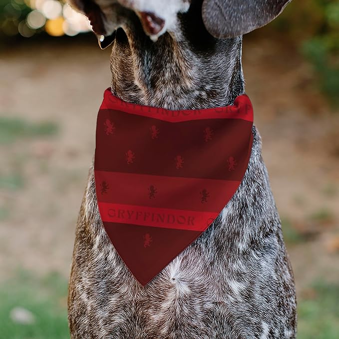 Harry Potter Pet Bandana Harry Potter Gryffindor Traits Banner and Icons Reds Yellow Slip On Collar Bandana Only