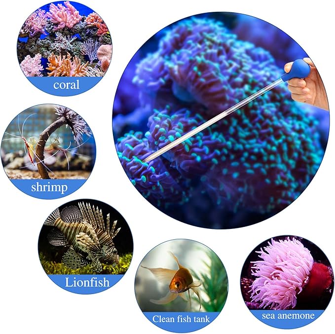 Boao 2 Sets Long Pipette for Fish Tank Coral Food Feeder Long Syringe Aquarium Coral Feeding Tube for Marine Fish Reef Aquatic Plant Spider Snake Lizard(Blue)