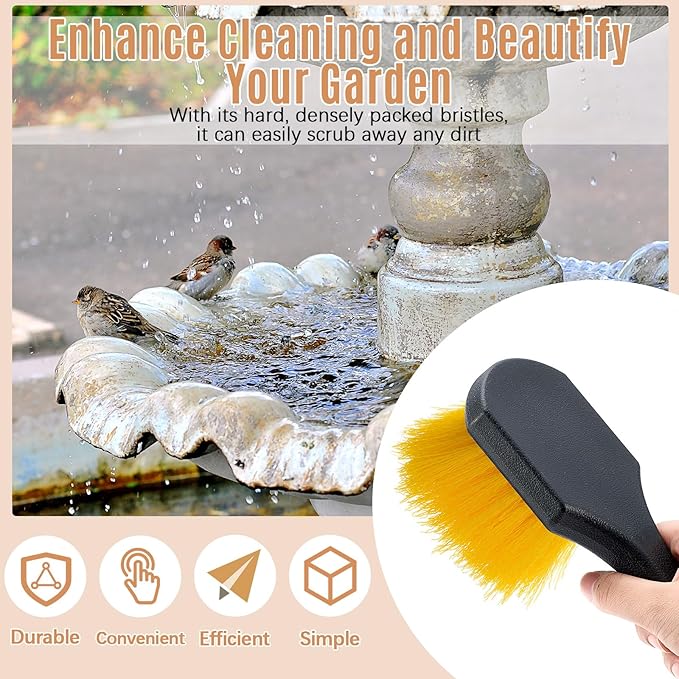 2 Pcs Bird Bath Cleaning Brush Hard Bristle Stiff Bristle Brush with Plastic Handle Utility Scrub for Bird Feeder Bath Accessories Fountain Outdoor Cleaning(Yellow)