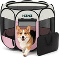 Dog Playpen, Portable Puppy Pet Crate Indoors for Small/Medium Dogs Cats Rabbits, Foldable Dog Cage Enclosure for Outdoor, Pop Up Dogs Tent Kennel with Carrying Case, Pink