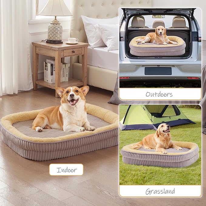 Orthopedic Dog Bed for Medium Dogs Breeds, High Density Egg Crate Foam Dog Sofa Beds,Oval Kennel Bed, Pet Couch Bed with Four Sided Bolster, Removable Washable Cover& Non-Slip Bottom