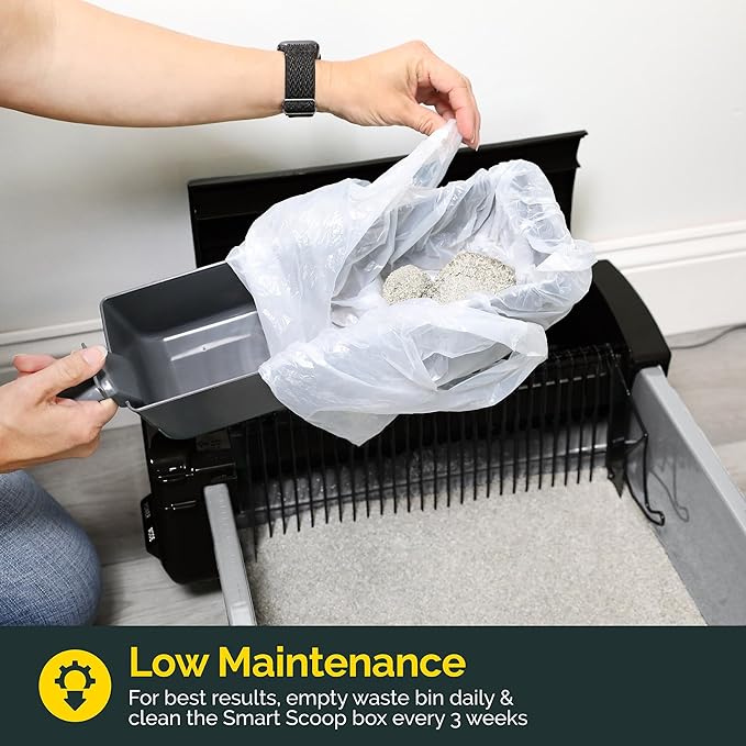 Pet Zone Self Cleaning Semi Automatic Cat Litter Box - Smart Scoop Cat Litter Box with 18 Bags & Carbon Filter for Up to Two Cats 6-16 Pounds