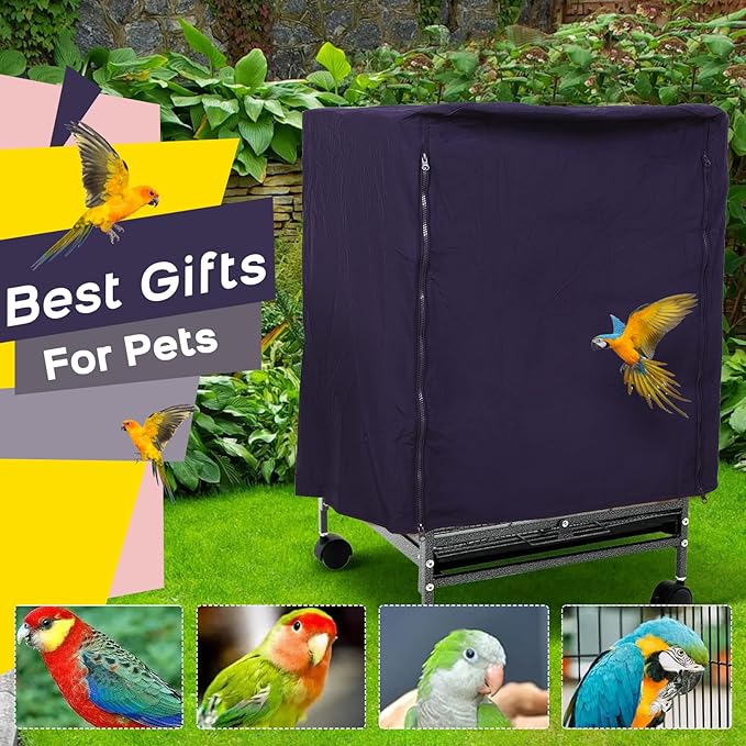 QBLEEV Birdcage Cover, Breathable Night Cover for Bird Cages, Parrot Cage Cover Shade Pet Universal Blackout Windproof Light-Proof Sleep Reduces Distractions Night Accessories Cloth Without Cage