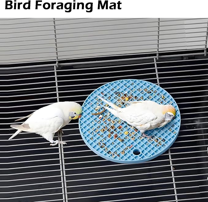 2Pcs Bird Foraging Toys Puzzle, Bird Slow Feeder Mats, Interactive Parrot Foraging Toys to Increase Feeding Time, Bird Enrichment Toys for Parakeet, Cockatiel, African Grey, Conure, Budgies