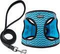 BOOMIBOO Dog Harness with Leash Set, No Pull Adjustable Reflective Step-in Puppy Pet Vest Harnesses for Small Medium Large Dogs and Cats,Blue Stripe XS