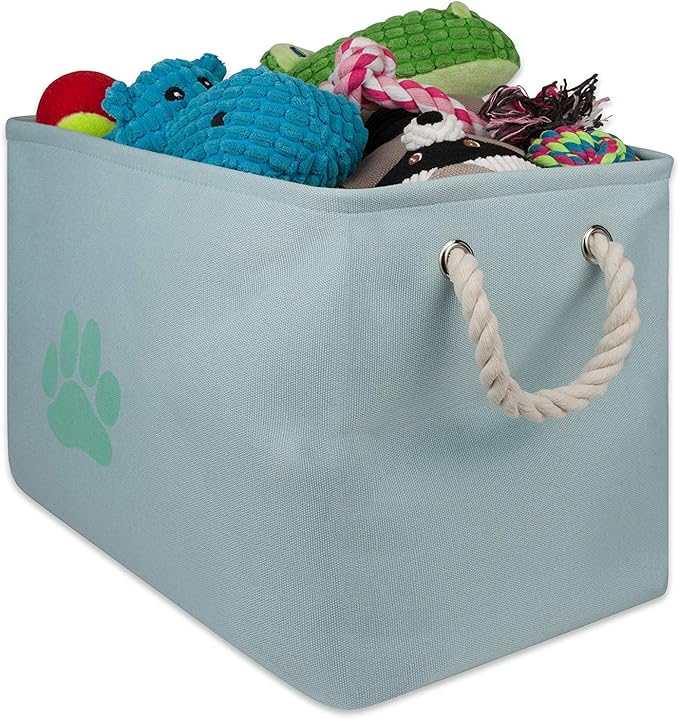 Bone Dry Pet Storage Collection Collapsible Bin, Medium Rectangle, Aqua