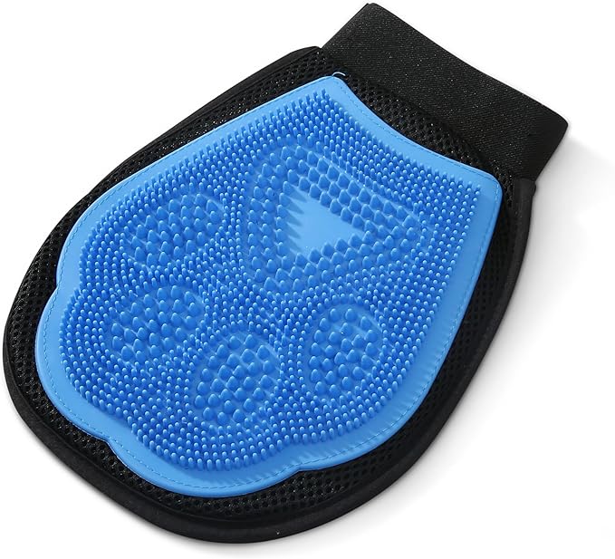 Wags & Wiggles Dual Sided Dog Grooming Glove with Rubber Paw - 2-IN-1 Grooming Tool for Brushing, Massaging, and Scrubbing - Velour Side Acts as Fur Remover