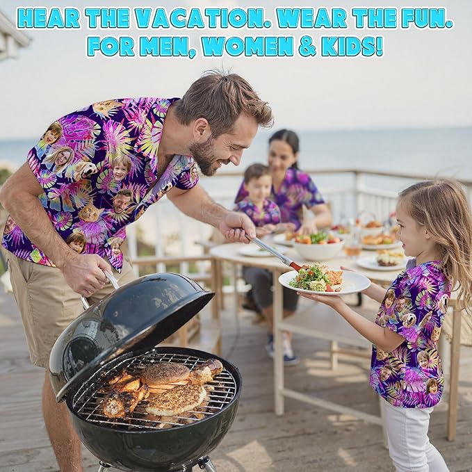 Custom Hawaiian Shirt with Face Photo Picture for Men Women Kids Youth Adult, Tropical Personalized Hawaiian Shirts Gift