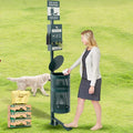 Qinyoung Pet Waste Station, Includes 600 Roll Bags, Dog Waste Station with Foot Pedal, Dog Poop Sign, Bag Dispenser, Hand Sanitizer Bottle and Covered Outdoor Trash Can for Parks, Trails Outdoor