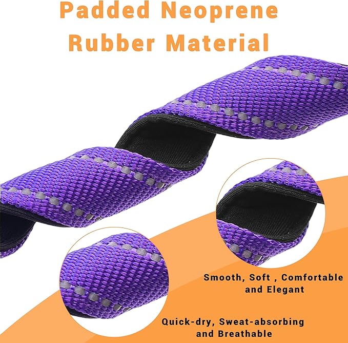 2 Pack Reflective Dog Collar with Safety Locking Buckle, Adjustable Soft Breathable Comfortable Nylon Pet Collar for Small, Medium and Large Dogs, Purple, L