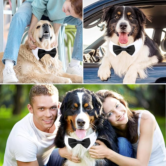 Segarty Dog Bow Tie for Neck Girths 16.5-21.2 in, Adjustable Bowtie Collar for Extra Large Dogs, Dog Neck Tie Tuxedo Comfortable Cotton Boy Pets Grooming Accessories for Wedding Holiday Birthday Party