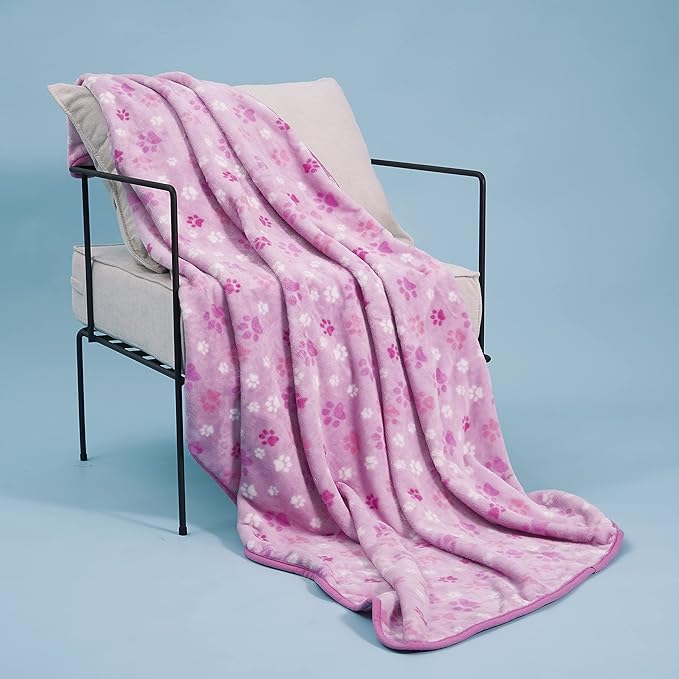 Allisandro Luxurious Dog Blanket, Extra Softness 350 GSM Flannel Fleece Pet Throw for Small Medium and Large Dogs Puppies and Cats, Pink, 80 × 64 Inches
