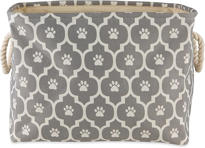 Bone Dry Pet Storage Collection Lattice Paw Print, Gray, Small Rectangle