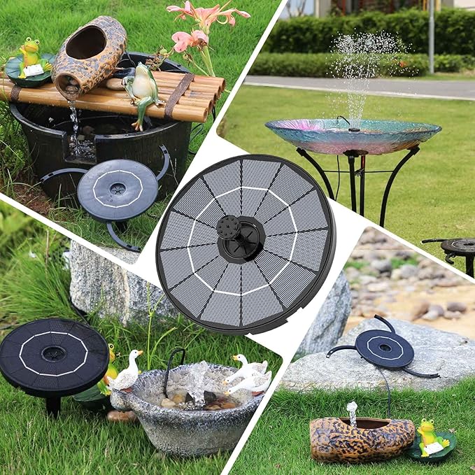 AISITIN DIY Solar Fountain Pump for Water Feature with 3.9ft Cord, Solar Bird Bath Fountain with 6 Nozzles, Solar Powered Water Floating Fountain for Bird Bath, Garden, Ponds Fish Tank, Outdoor