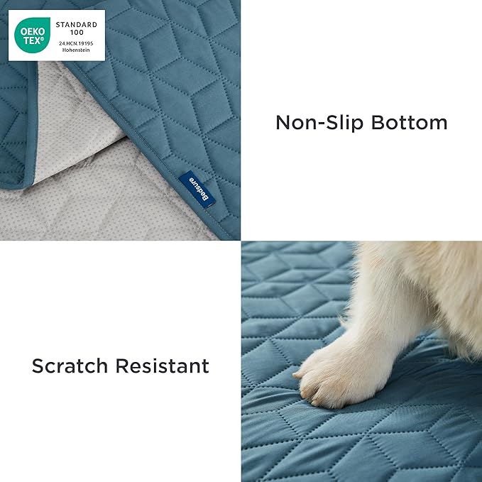 Bedsure 100% Waterproof Couch Cover for Dogs Washable - Non Slip Waterproof Dog Blanket for Bed, Lightweight Furniture Protector Durable for Pet Cat Puppy with Non-Slip Bottom, Blue, 82x120IN
