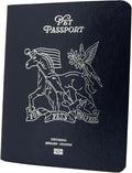 Color Premium PU Leather stitch-sewn Pet Passport Medical Record for Pet Health and Vaccination English + Spanish for Cat, Dog, Puppy and Kitten (Midnight, Single)