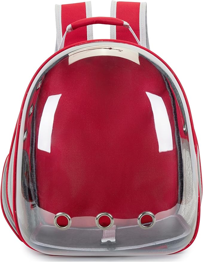 Cat Bubble Backpack Carrier for Small Medium Dogs Cats Carrying Bag, Airline Approved Pet Travel Carrying Bag Dog Hiking Walking Outdoor Backpack (Red)