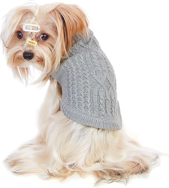 Stretchy Cat Sweater - 17 Colors & 6 Sizes | Snug Winter-Ready Knit for Boy/Girl Cats & Kittens (Grey, Small)