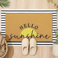 Tinideya 2 Pcs Summer Sunshine Door Mat Yellow Welcome Non Slip Coir Mats Stripe Floor Layering Doormats Seasonal for Front Porch Entryway Decor(Sunshine)